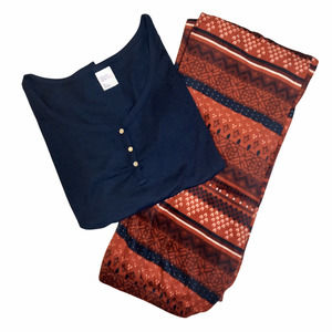 NWT Fairisle Henley/Fleece Pajama Set Women's